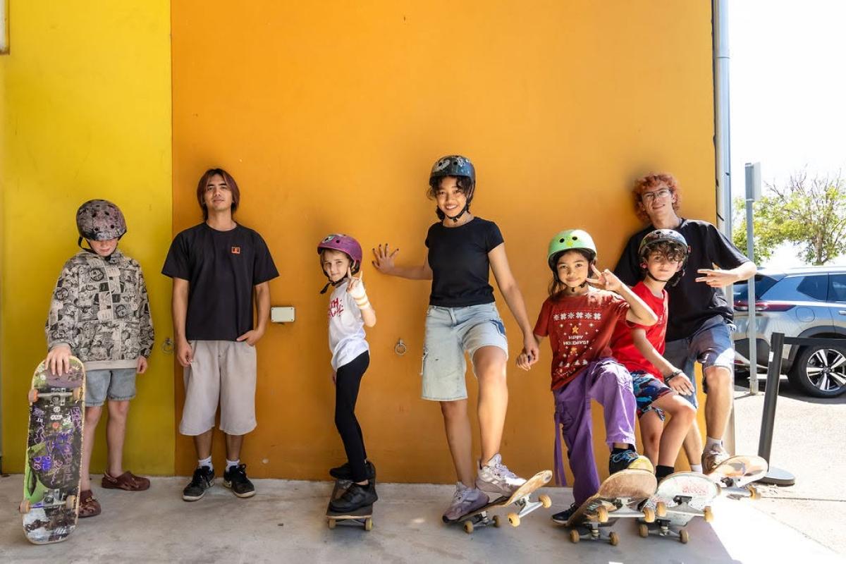 Kids learning skating