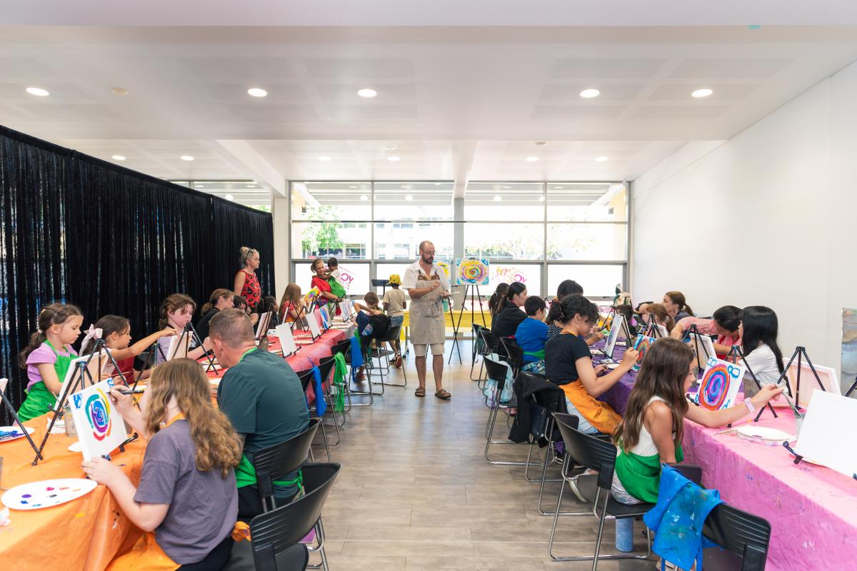 Community doing painting together