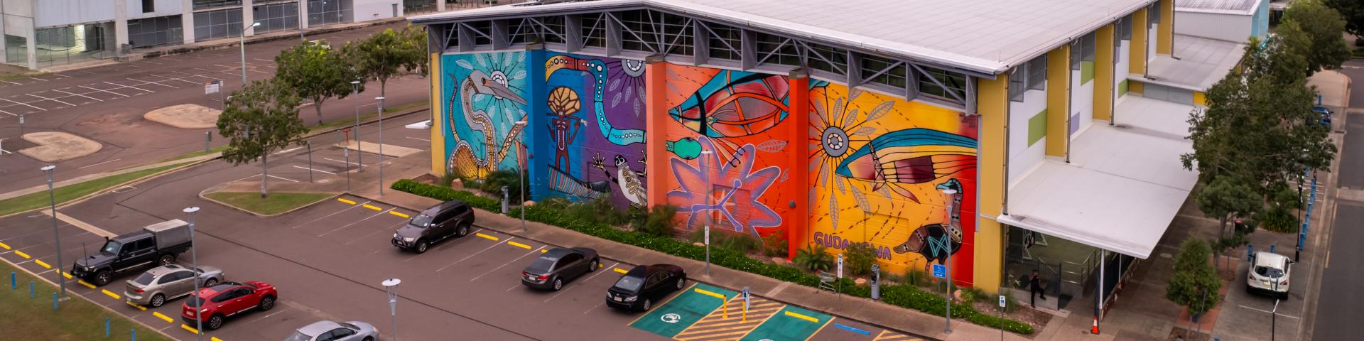 Parking drone shot behind the Recreation Centre