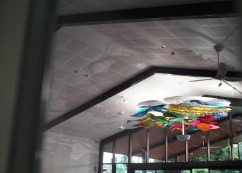 Interior of Gray Community Hall art install
