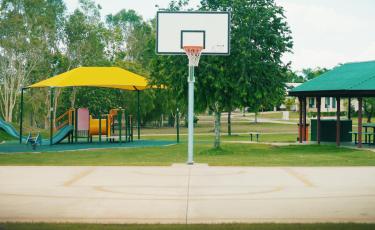 Outdoor basketball half-court