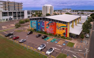 Parking drone shot behind the Recreation Centre