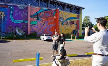 David Collins and Mayor launching Palmerston Street Art Festival