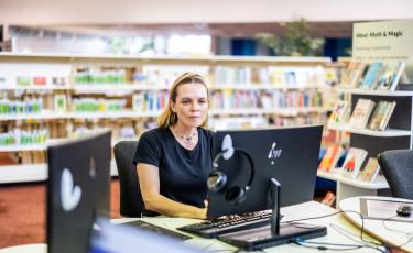 Image: woman using computer