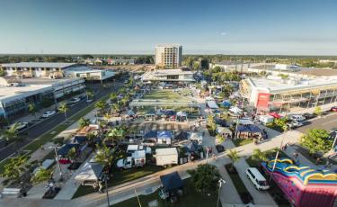 Drone image of Goyder Square. Showing Palmerston businesses