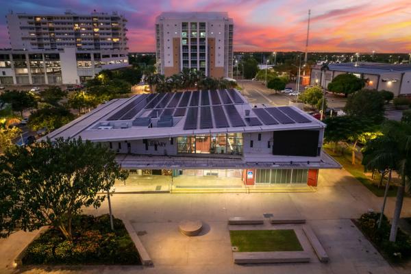 Library at dusk