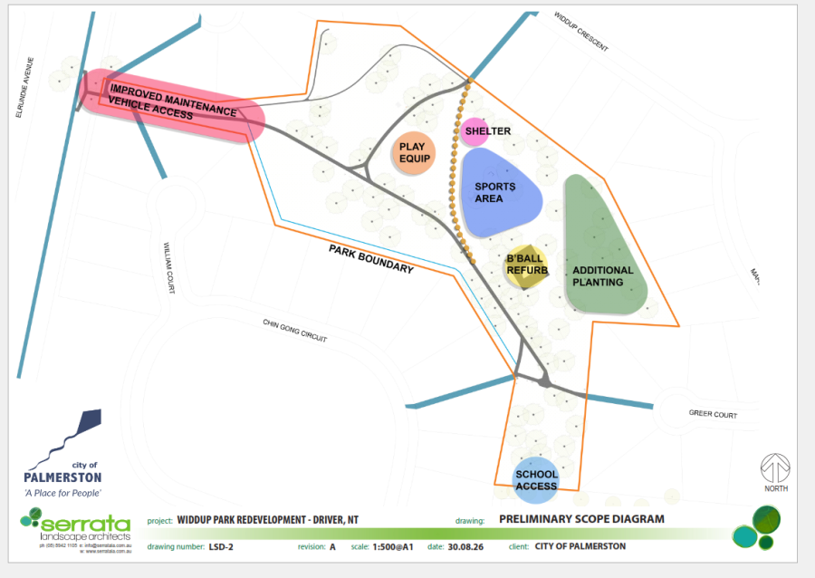 A map of Widdup Park with proposed updates overlayed
